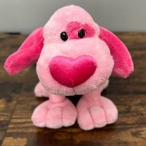 Walmart Pink Puppy Dog with Heart Nose &‎ Neck Ribbon Plush